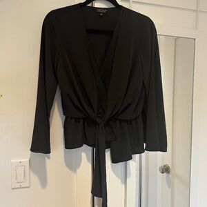 Topshop - Tie front blouse in black